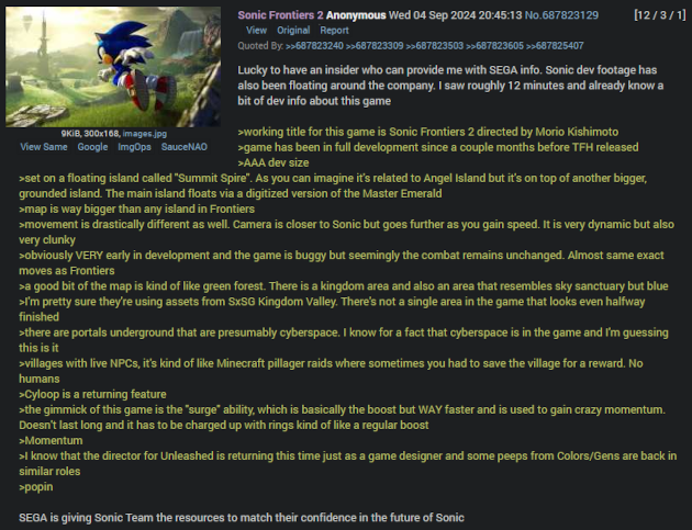 Leak describing aspects of Frontiers 2 including movement, overworld, staff members and the like.